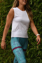 Women’s stretchy bamboo sleeveless top in white
